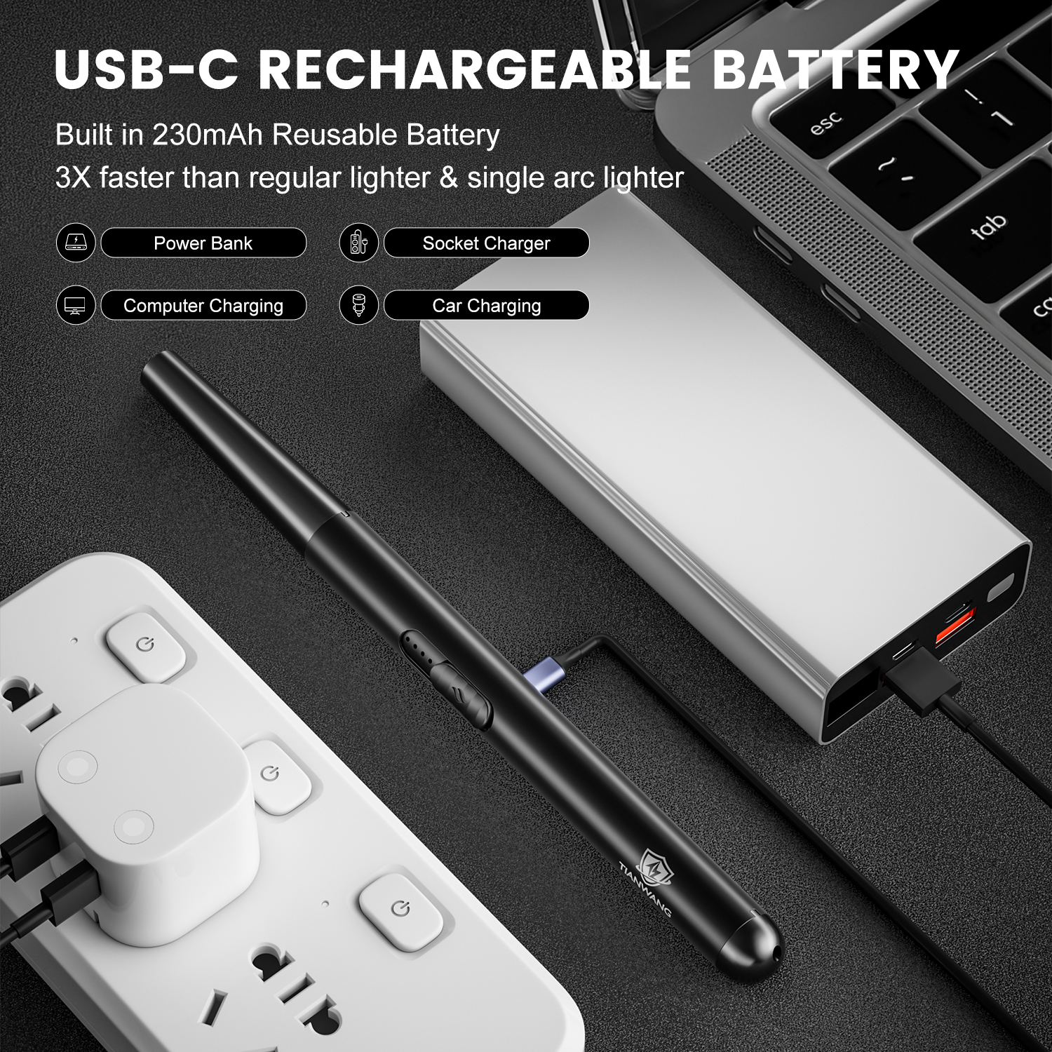 Windproof Flameless Dual Arc Plasma Lighter Rechargeable Lighters Butane Free Electric Candle Lighter - Image 5