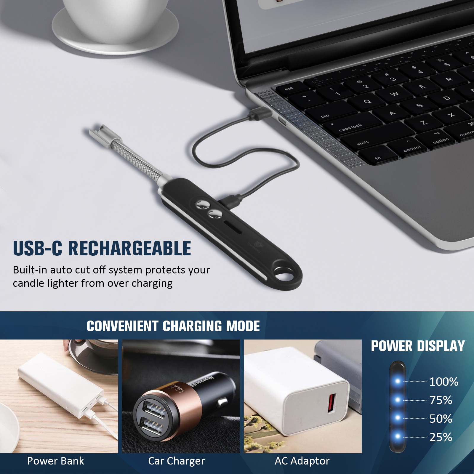 Long Flexible Neck Electric Plasma Arc Lighter with Flashlight for for Candles Fireworks - Image 12