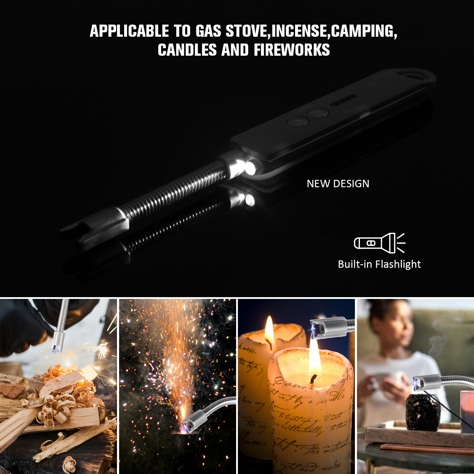 Long Flexible Neck Electric Plasma Arc Lighter with Flashlight for for Candles Fireworks - Image 8