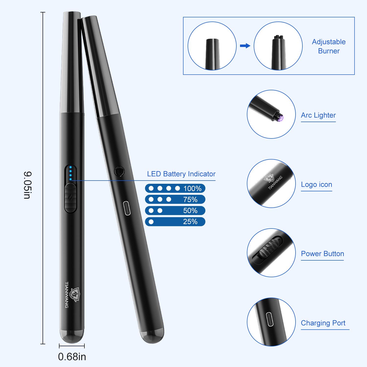 Windproof Flameless Dual Arc Plasma Lighter Rechargeable Lighters Butane Free Electric Candle Lighter - Image 2