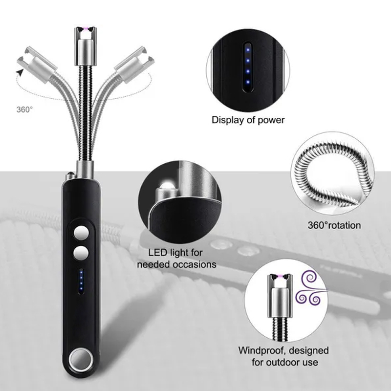 Long Flexible Neck Electric Plasma Arc Lighter with Flashlight for for Candles Fireworks - Image 2