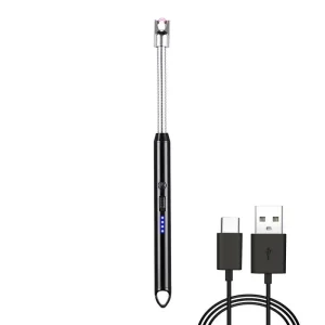 Windproof Rechargeable Flexible Neck Candle Arc Lighter Long Reach for Stove BBQ, Grill, Camping, Fireplace, Stove(Black)