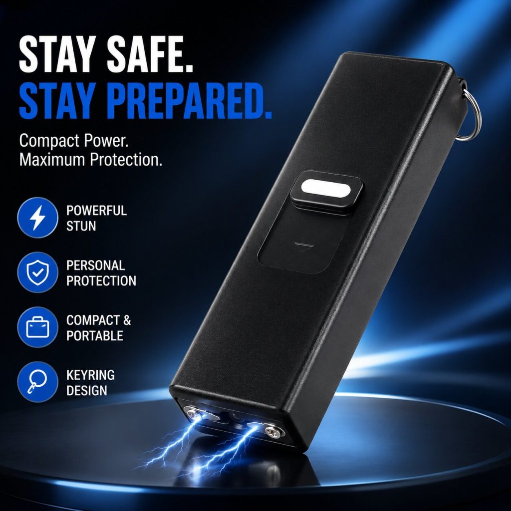 Mini Keychain Stun Gun for Women with LED Flashlight