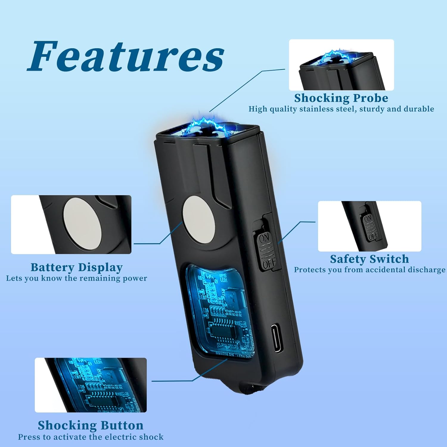 Mini stun Gun for Women self Defense Type-C Charging Method - Image 2