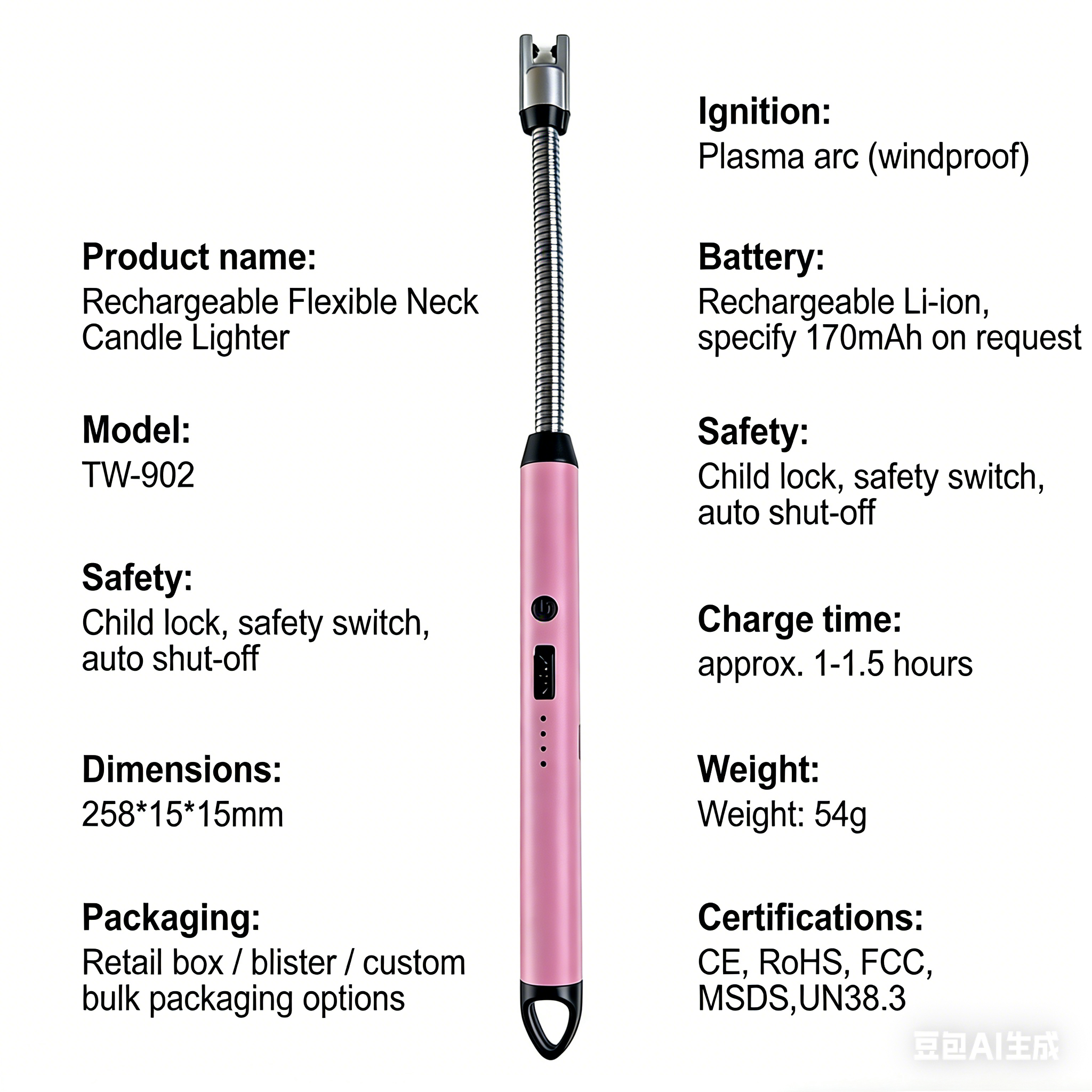 Windproof Rechargeable Flexible Neck Candle Arc Lighter Long Reach for Stove BBQ, Grill, Camping, Fireplace, Stove - Image 7