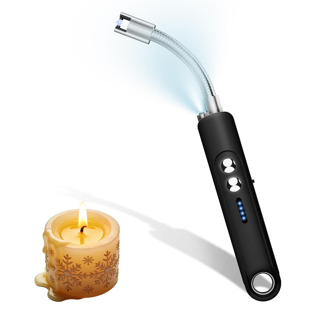 Long Flexible Neck Electric Plasma Arc Lighter with Flashlight for for Candles Fireworks