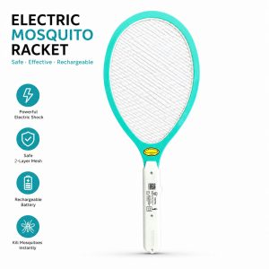 Battery Operated Electric Fly Swatter Mosquito Killer Racket – Powerful Insect Zapper for Home Blue