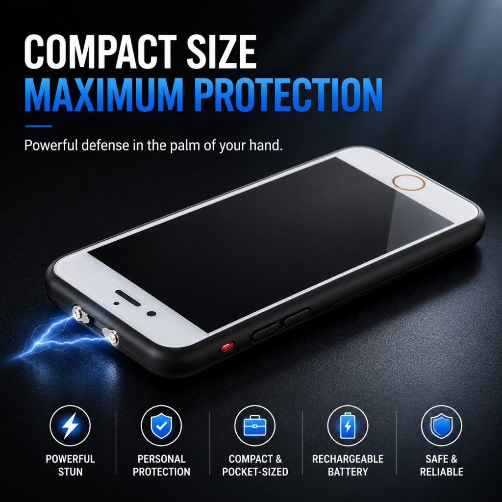 Cell Phone Stun Gun 650KV Self Defense with LED Light & Siren, Slim Rechargeable Taser Phone
