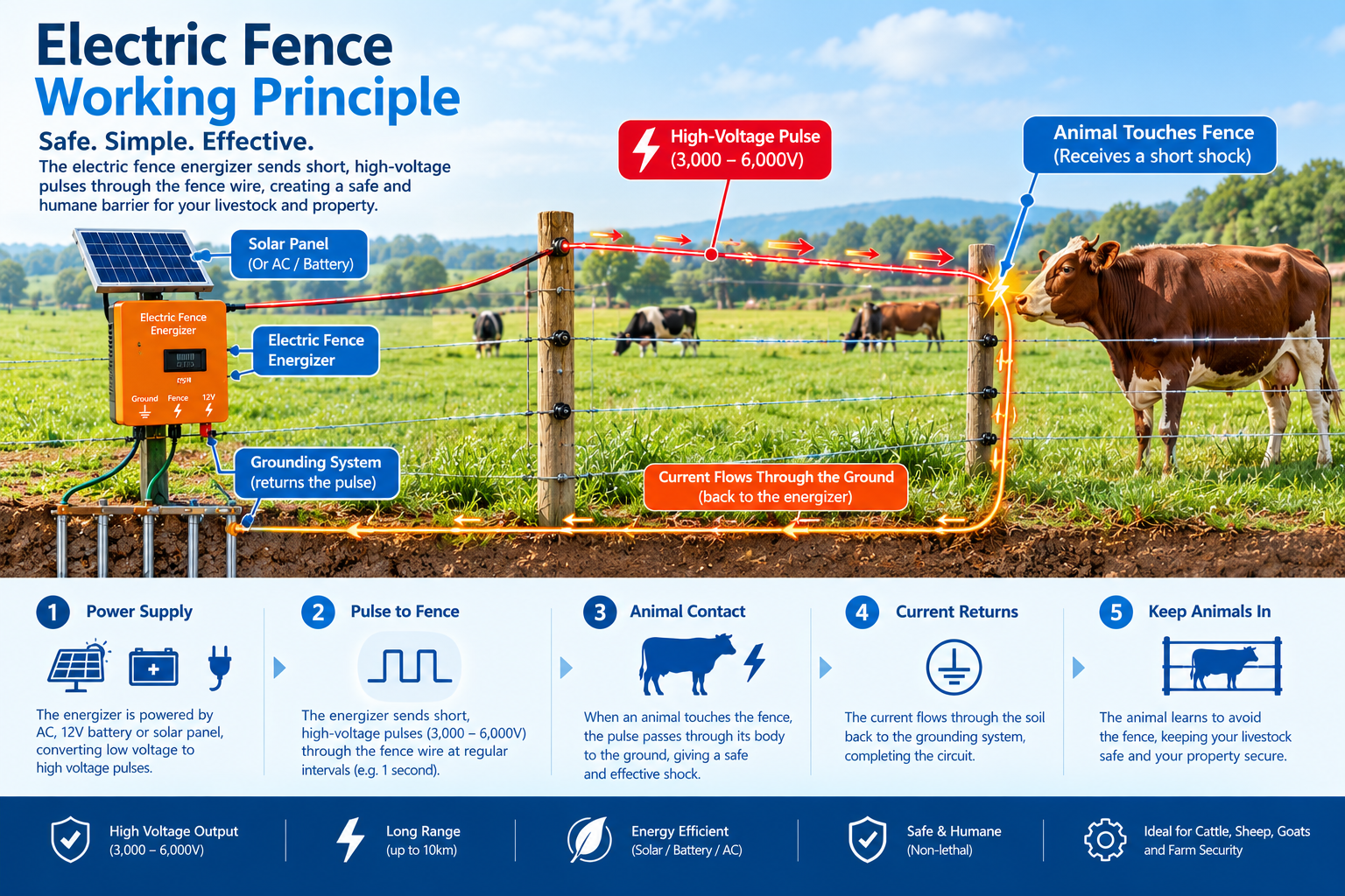 Electric fence energizer working principle